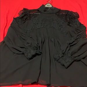 Black sheer lace shirt